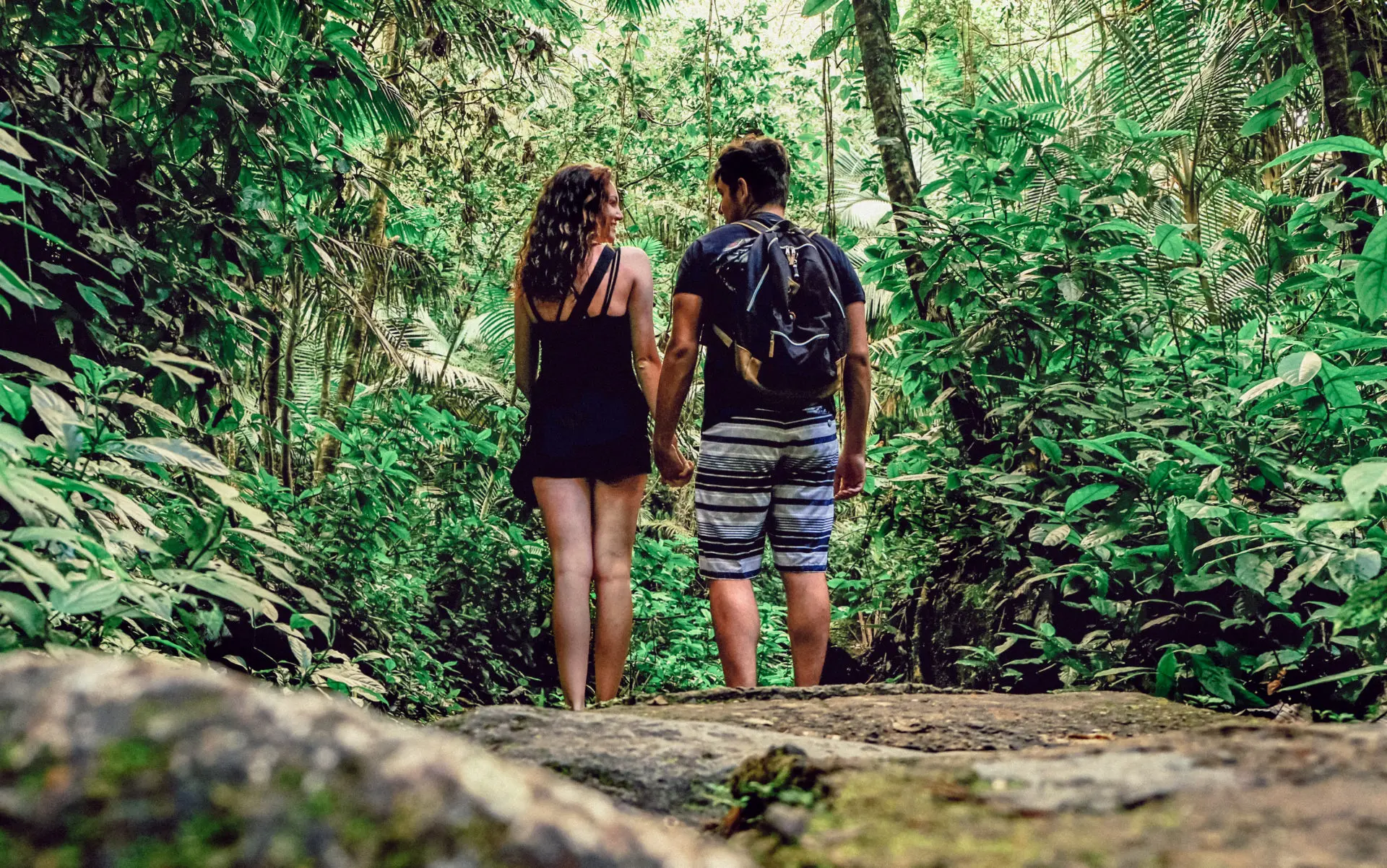 couple hiking in the Yunque Forest in Puerto Rico